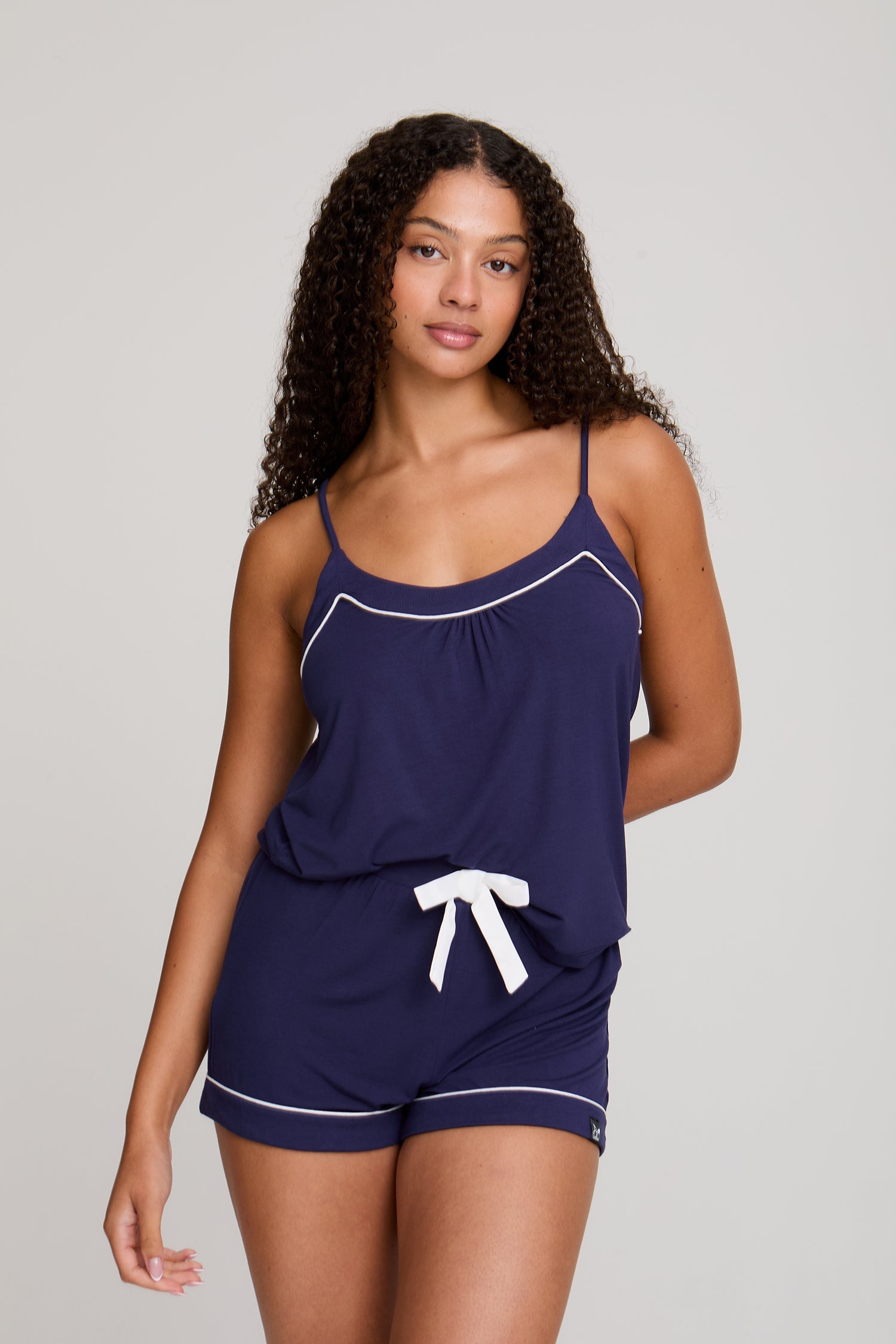 Bamboo Cami Short Pajama Set in Midnight