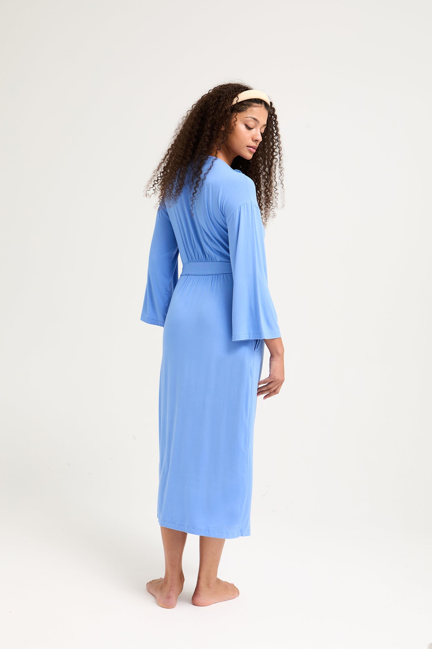 Bamboo Frill Kimono in Cornflower Blue