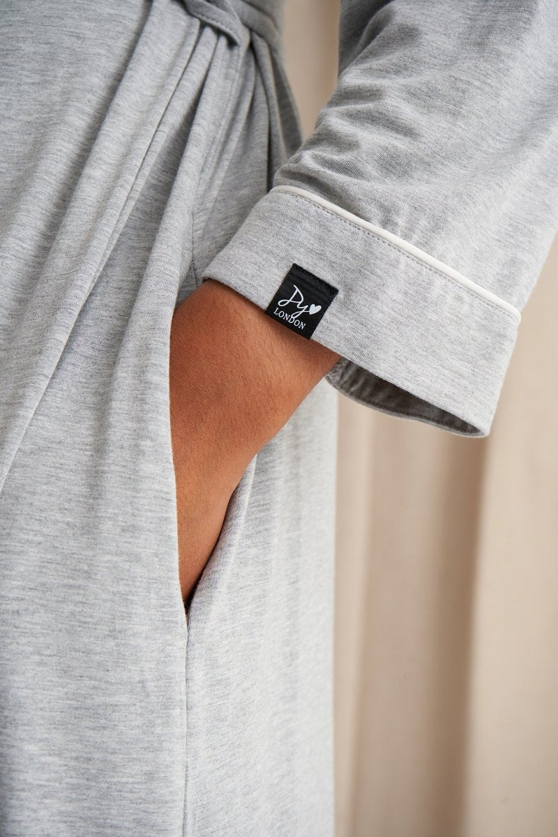 Bamboo Kimono Robe in Gray Marl
