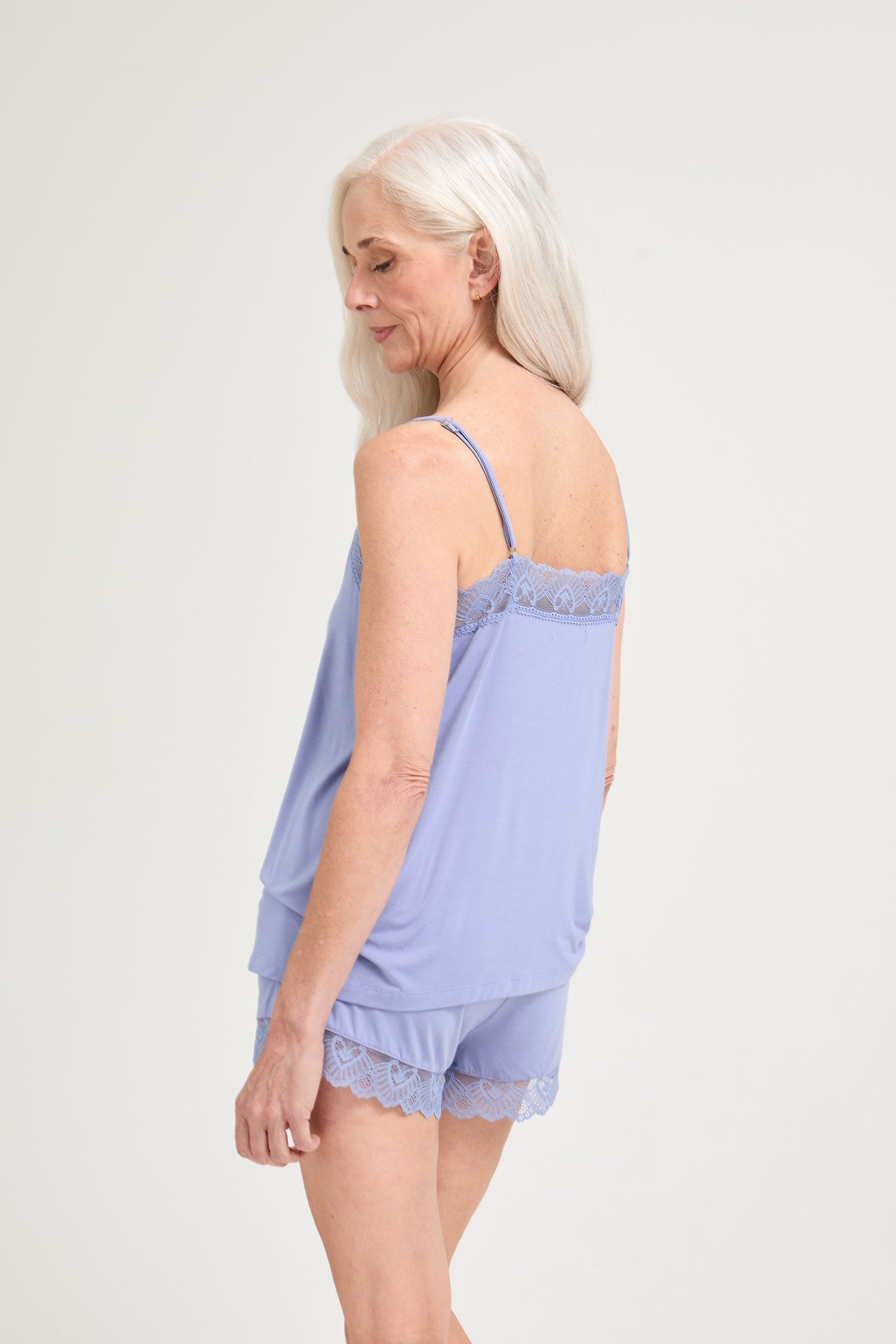 Bamboo Lace Cami Short Pajama Set in Heather