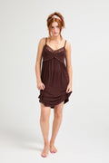 Bamboo Lace Chemise Nightdress in Chocolate