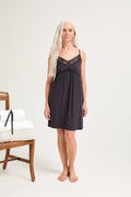 Bamboo Lace Chemise Nightdress in Raven