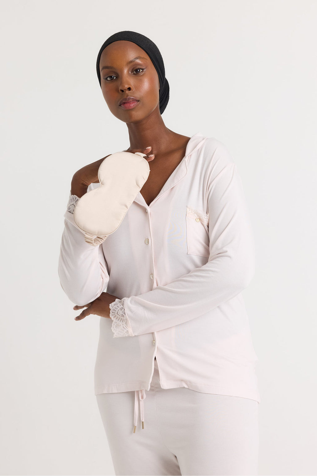 Bamboo Lace Pajama Set in Powder Puff