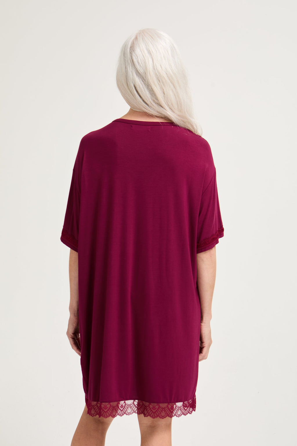 Bamboo Lace Tee Dress in Bordeaux