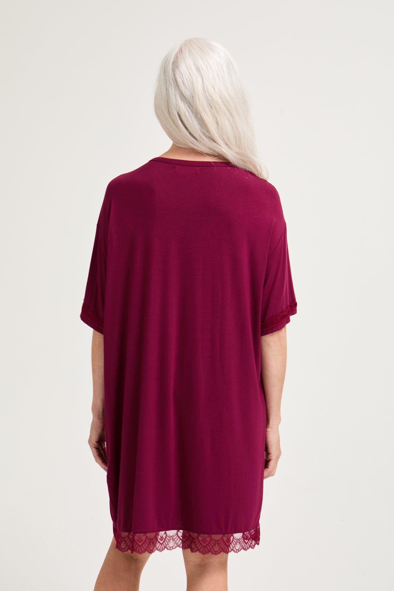 Bamboo Lace Tee Dress in Bordeaux