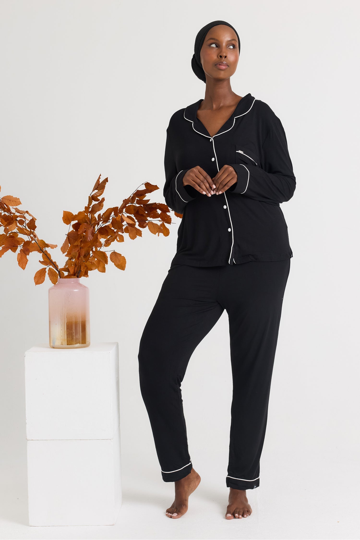 Bamboo Pajama Set in Black