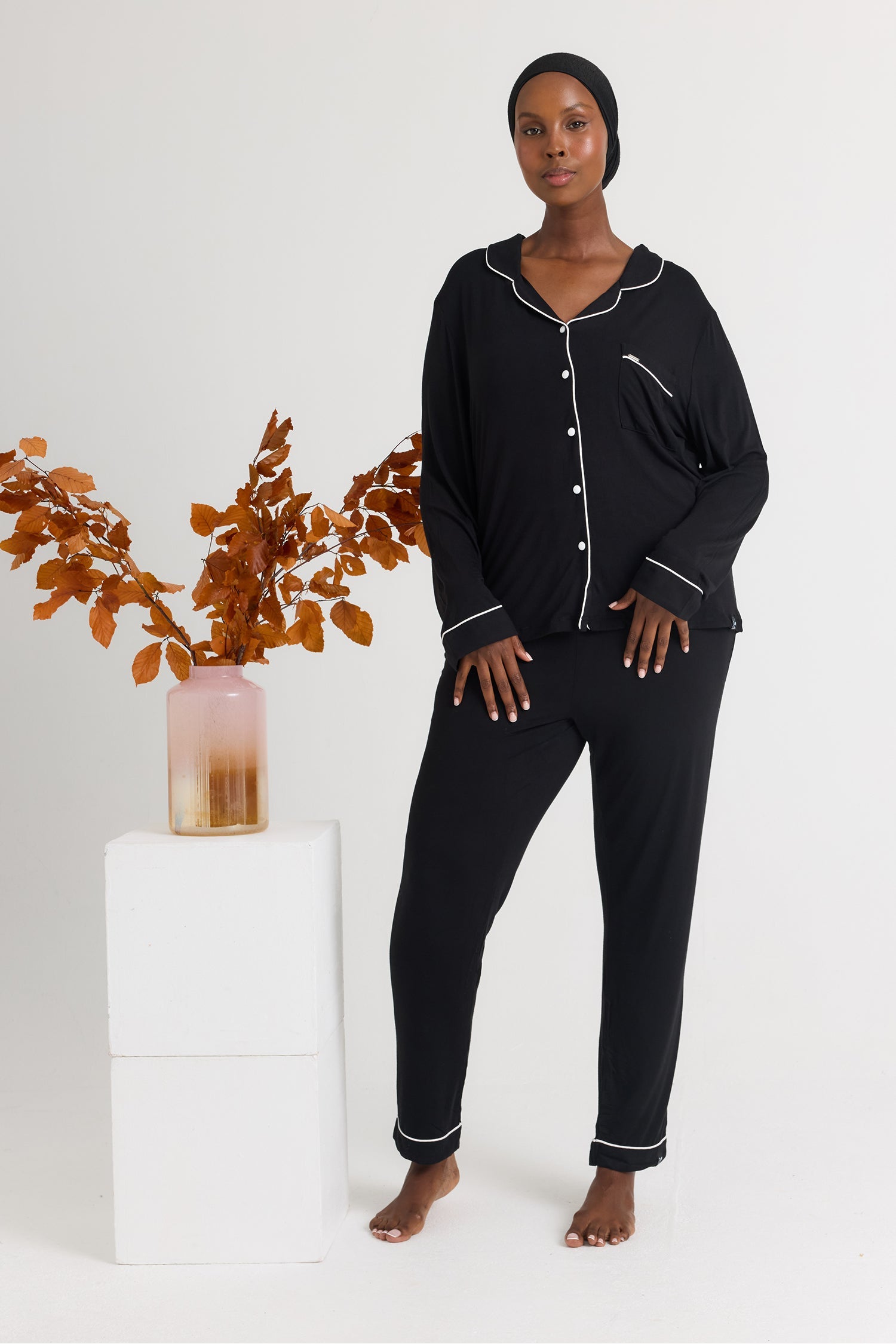 Bamboo Pajama Set in Black