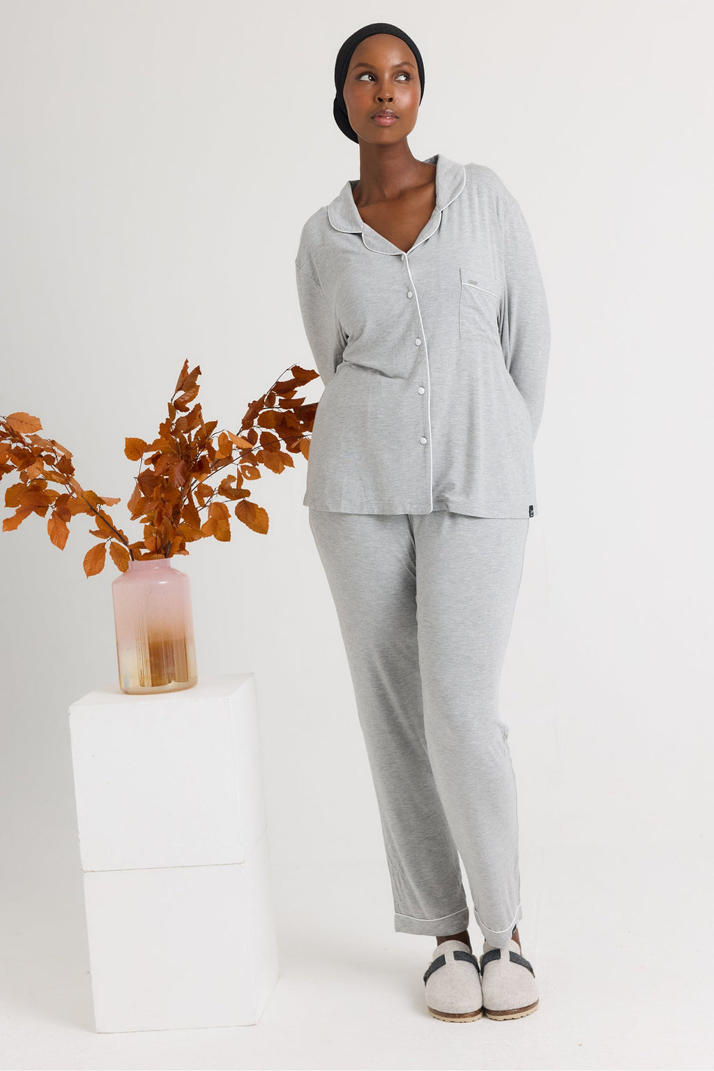 Bamboo Pajama Set in Gray Marl