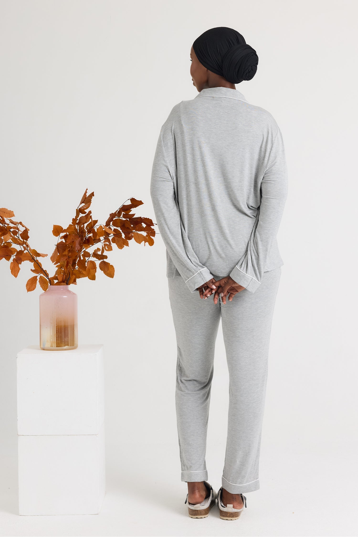 Bamboo Pajama Set in Gray Marl