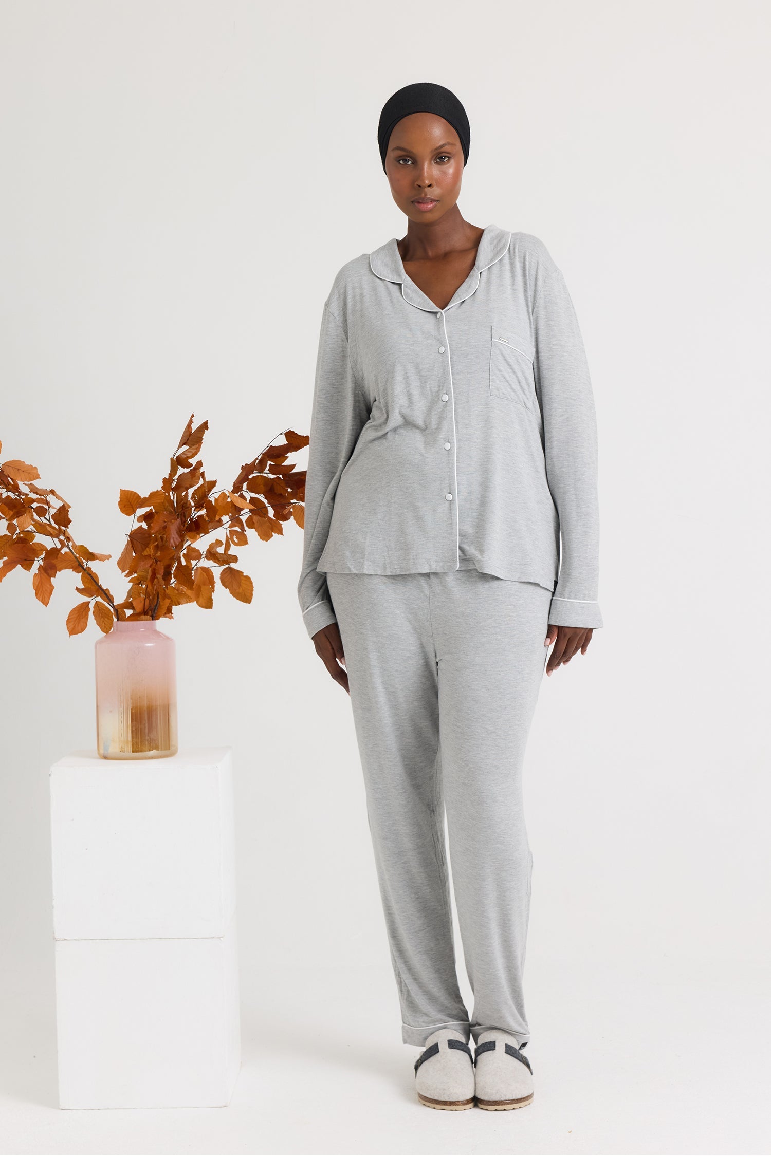 Bamboo Pajama Set in Gray Marl