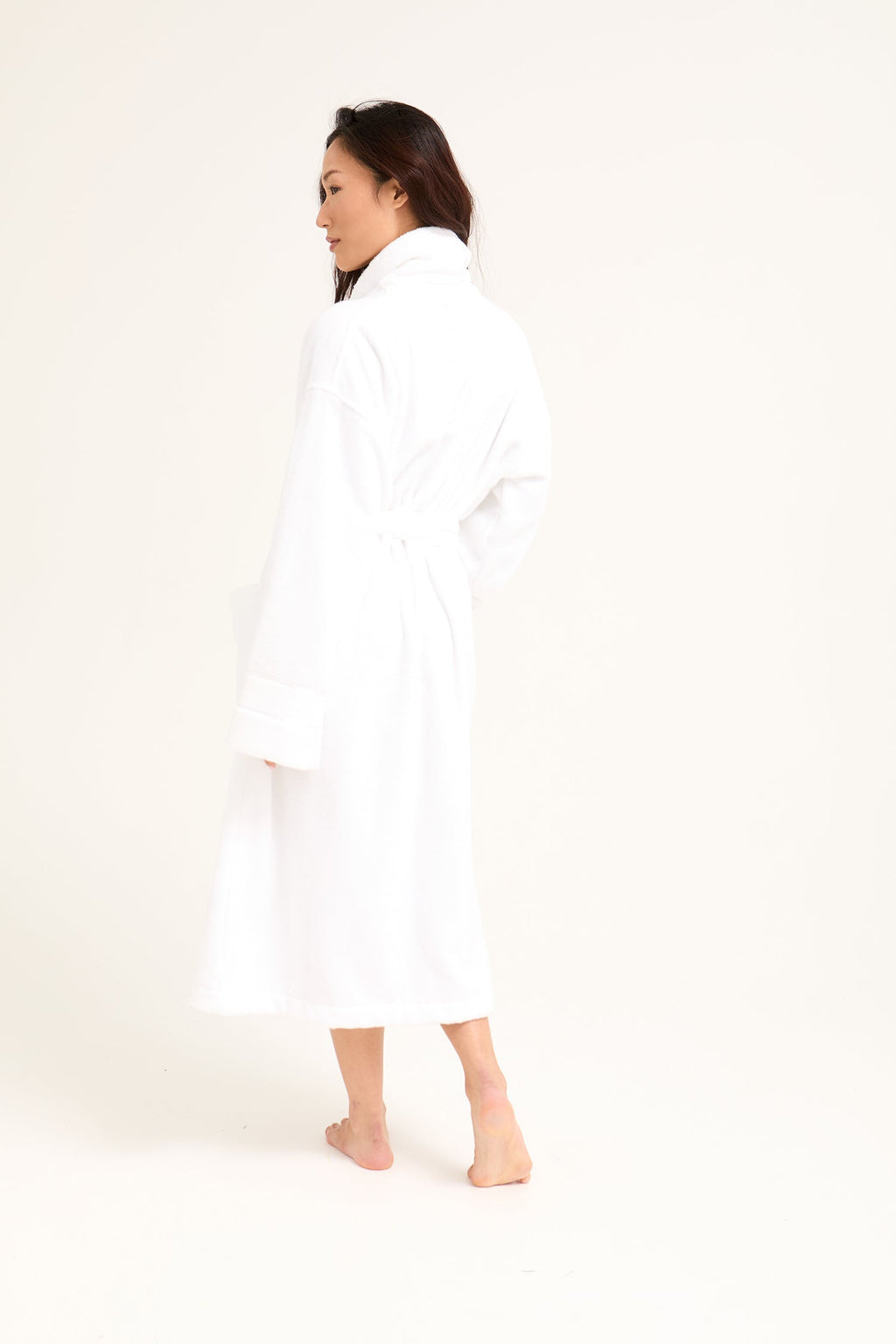Bamboo Towelling Robe in Cloud White