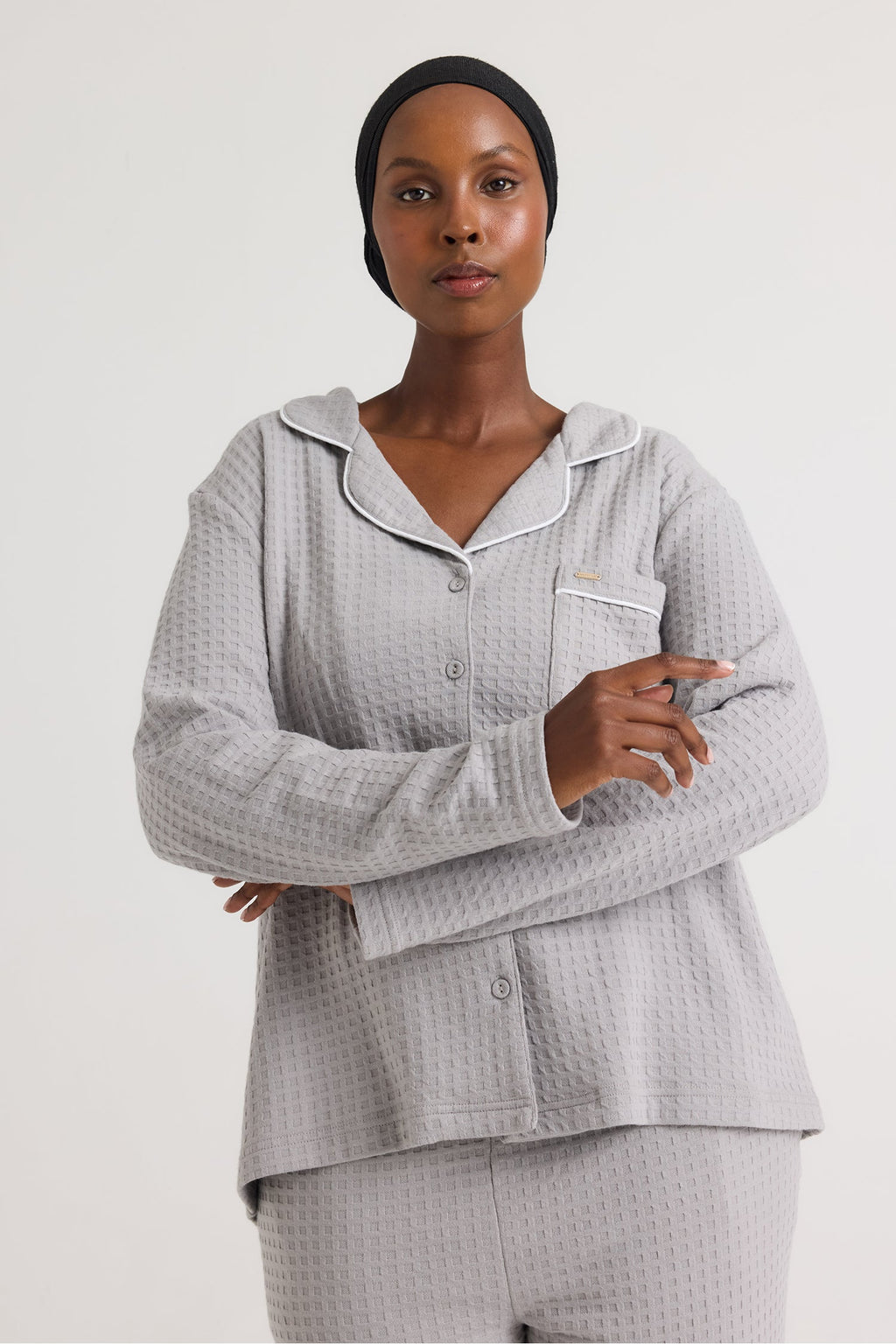 Luxury Suite Waffle PJ Set in Gray