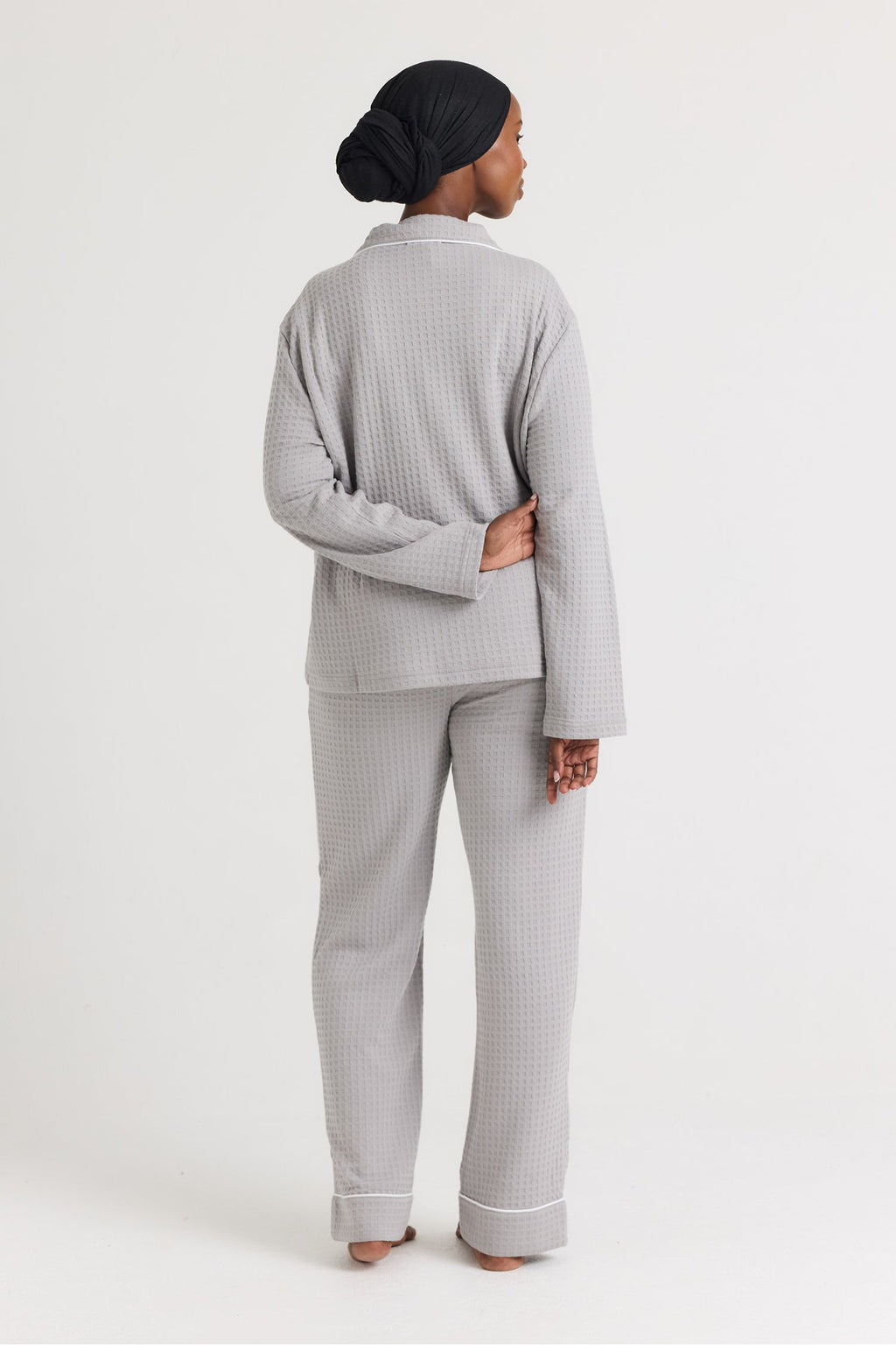 Luxury Suite Waffle PJ Set in Gray