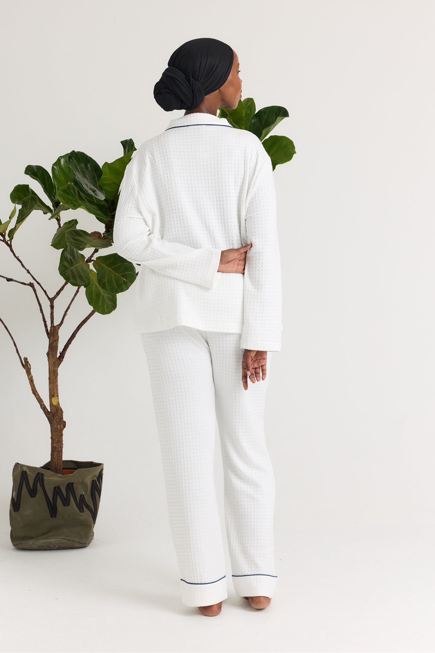 Luxury Suite Waffle PJ Set in White