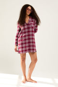 Plaid Nightshirt in Bordeaux